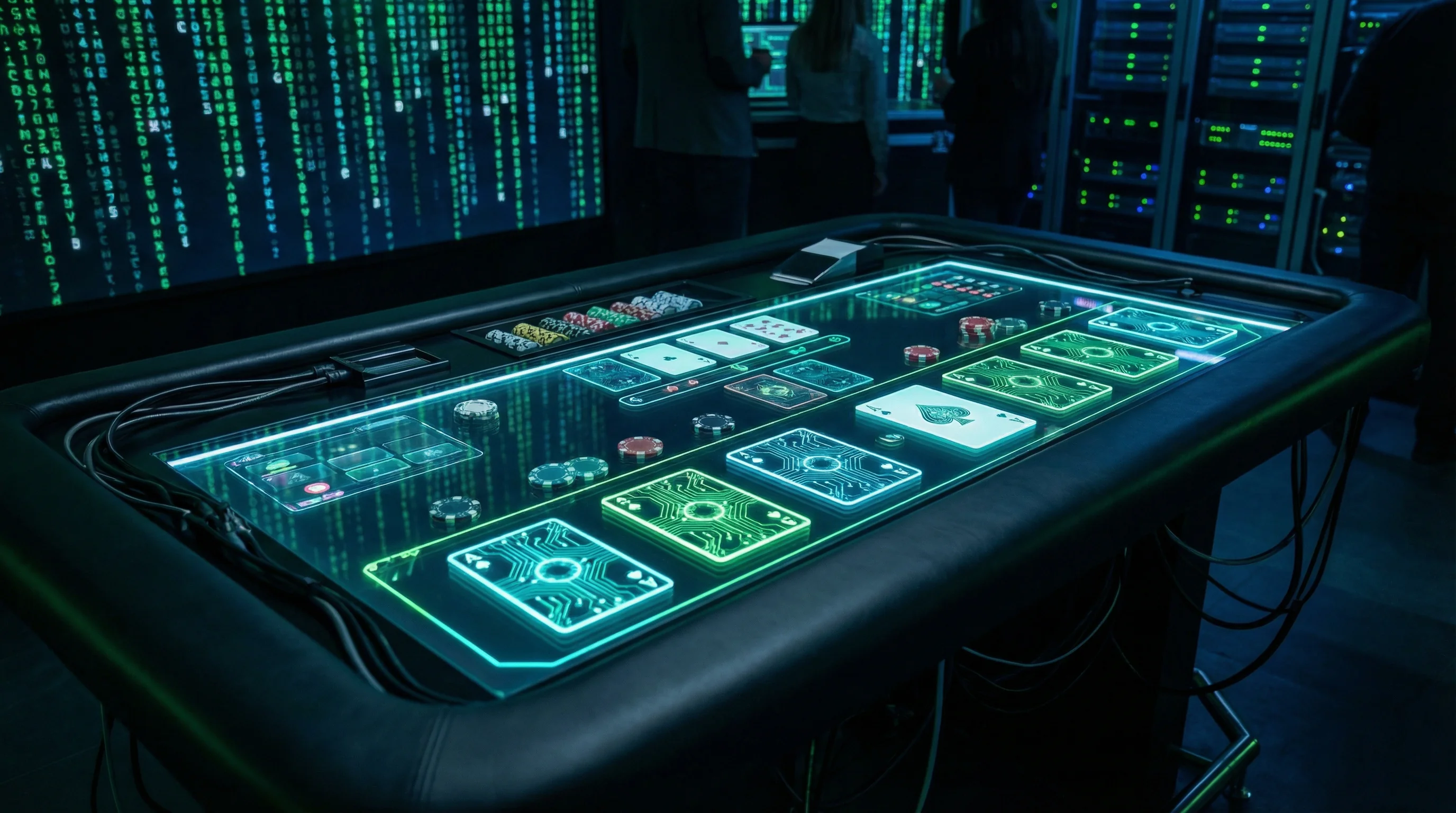 Mesa de bacará elegante com tema hacker no ganheibet