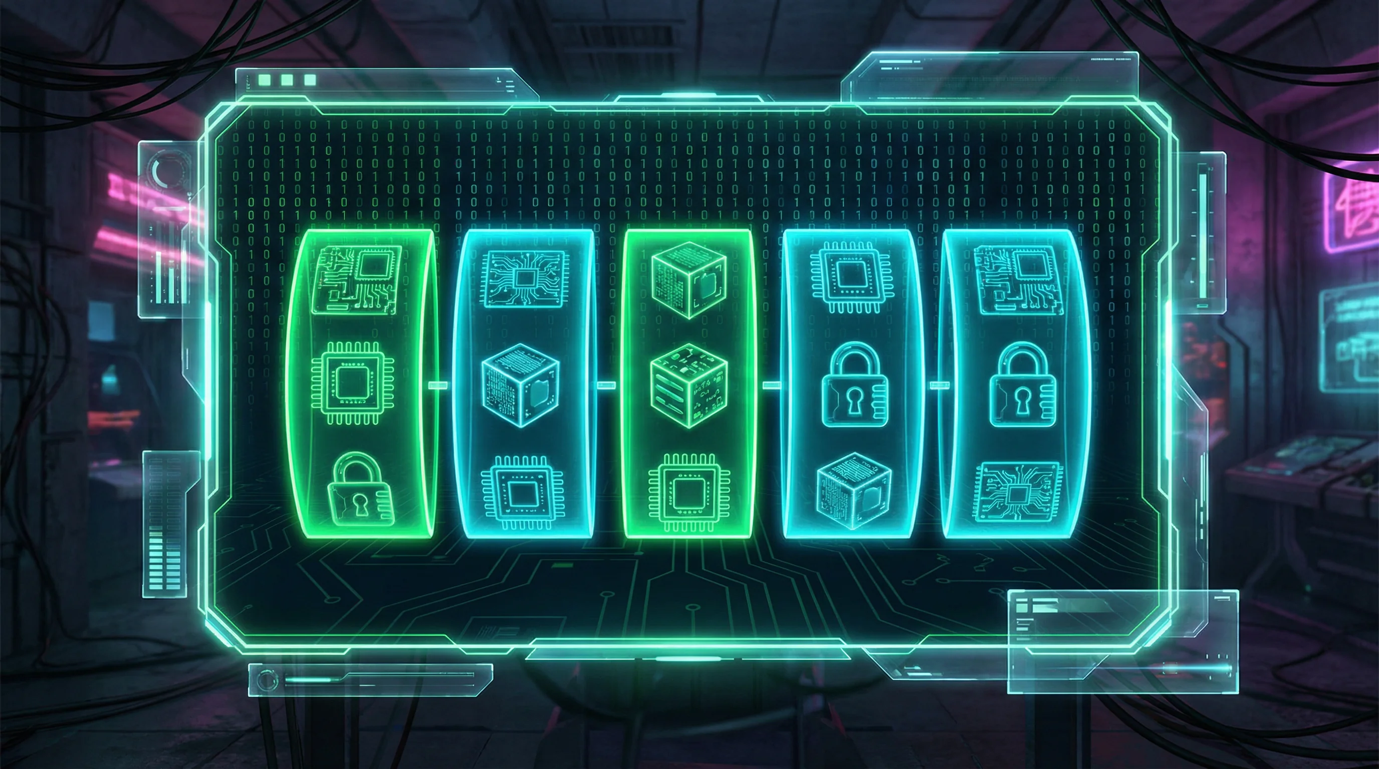 Interface futurista de caça-níqueis digital no ganheibet